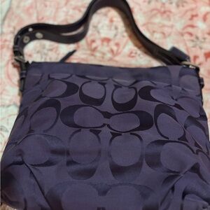 Coach Dark Purple Signature Duffel Shoulder Bag